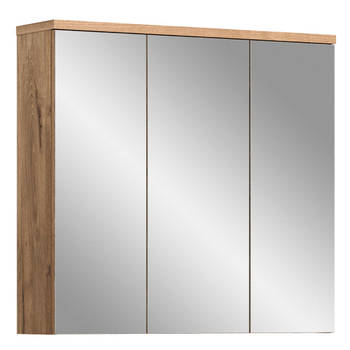 Grado spiegelkast 3 deuren mat grijs,eik decor.
