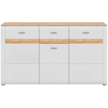 Ashton dressoir 3 deuren, 1 lade mat lichtgrijs,eik decor.