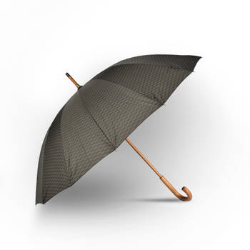 Stevige Grijze Stormparaplu Grote Opvouwbare Paraplu Winddicht Polyester Pongee Doek Diameter – 102 cm Houten