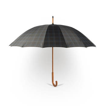 Elegantie & Functionaliteit: Grijs Stormparaplu Diameter - 102cm - Houten Handvat, Lichtgewicht Ontwerp