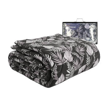 HappyBed Black leaves 240x220 - Wasbaar dekbed zonder overtrek - Bedrukt dekbed zonder hoes