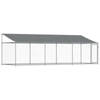 vidaXL Hondenhok met dak en deur 6x2x2 m gegalvaniseerd staal grijs