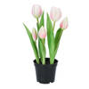 DK Design Kunst tulpen Holland in pot - 5x stuks - lichtroze - real touch - 26 cm - Kunstbloemen