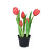 DK Design Kunst tulpen Holland in pot - 5x stuks - fuchsia roze - real touch - 26 cm - Kunstbloemen