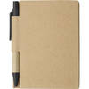 Notitie/opschrijf boekje met balpen - harde kaft - beige/zwart - 11x8cm - 80blz gelinieerd - Notitieboek