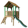 AXI Bogo Speelhuis op palen & groene glijbaan Speelhuisje voor de tuin / buiten in bruin & groen van FSC hout