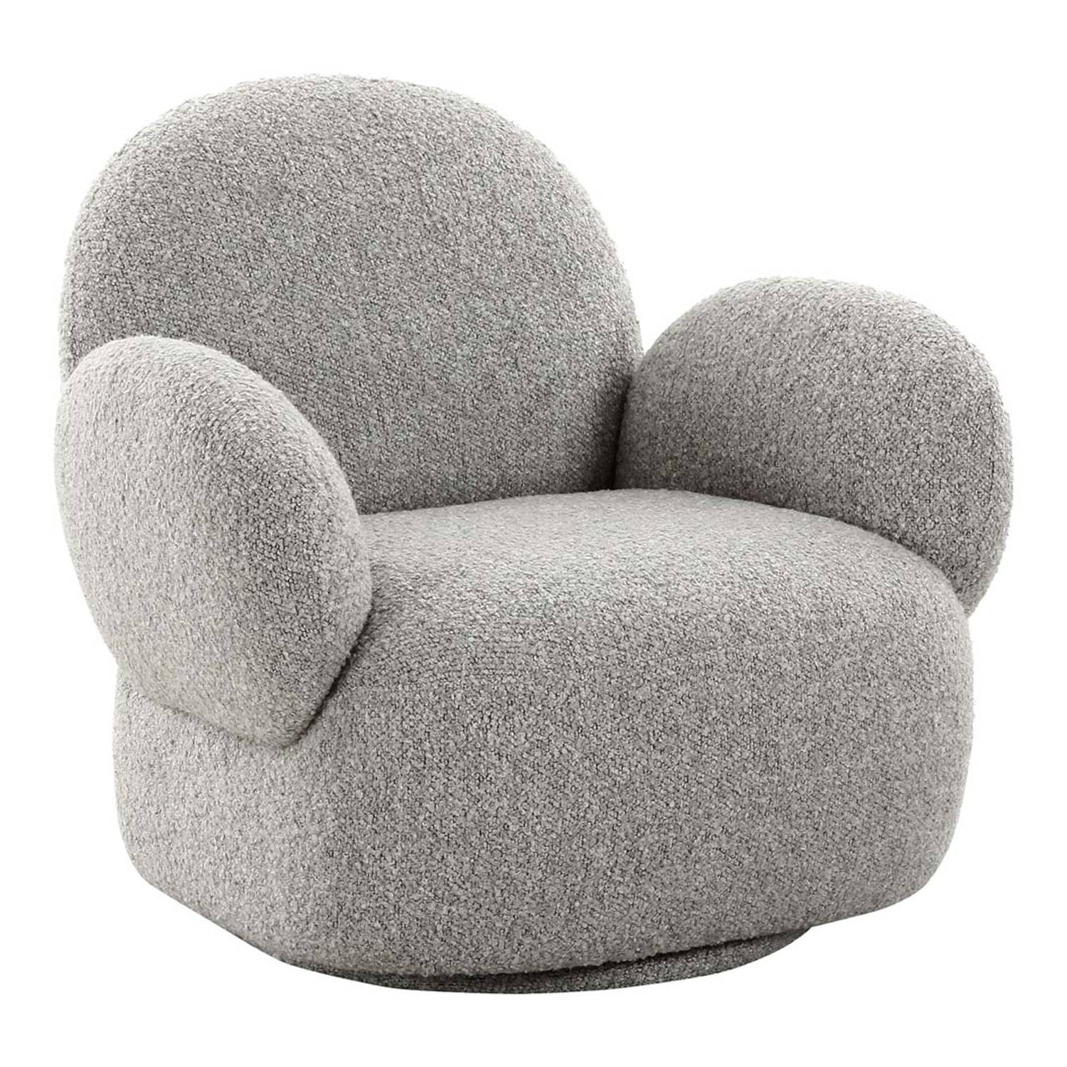 Fauteuil bouclé Lichtgrijs - Draaibaar - 87x85x81cm - House Nordic