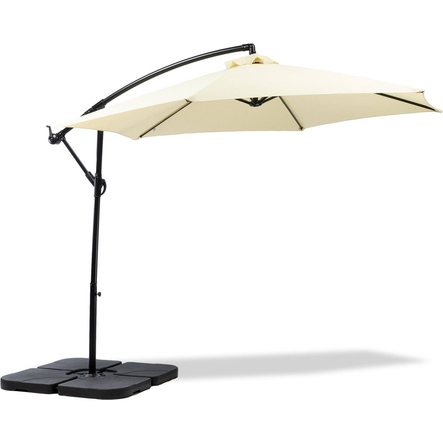 MaxxGarden Deluxe - Duurzame zweefparasol - Ø300 cm - Inclusief vulbare tegels en extra parasolhoes- beige - Kantelbaar - 3 meter doorsnede - Creme
