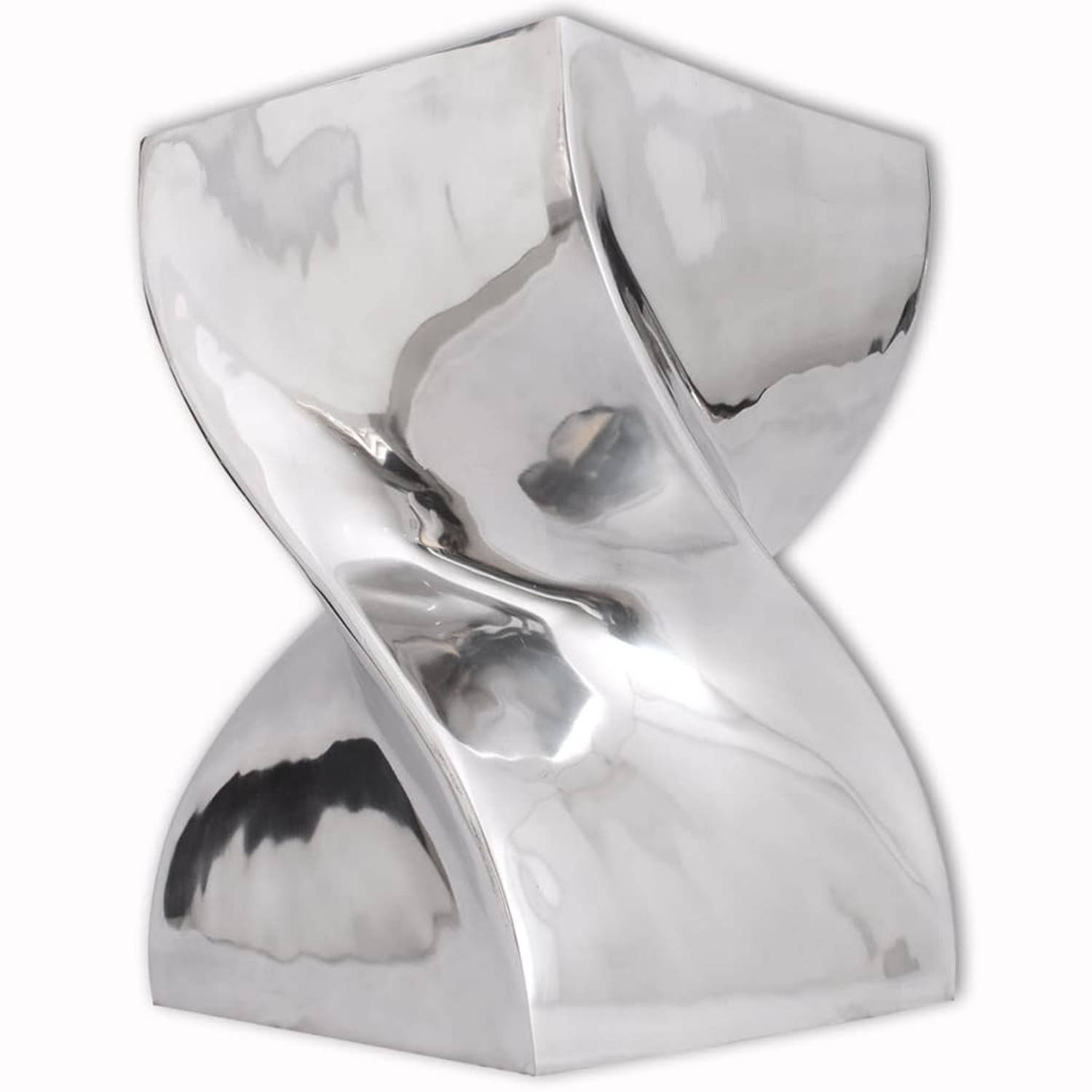 vidaXL Kruk-bijzettafel in gedraaide vorm zilver aluminium