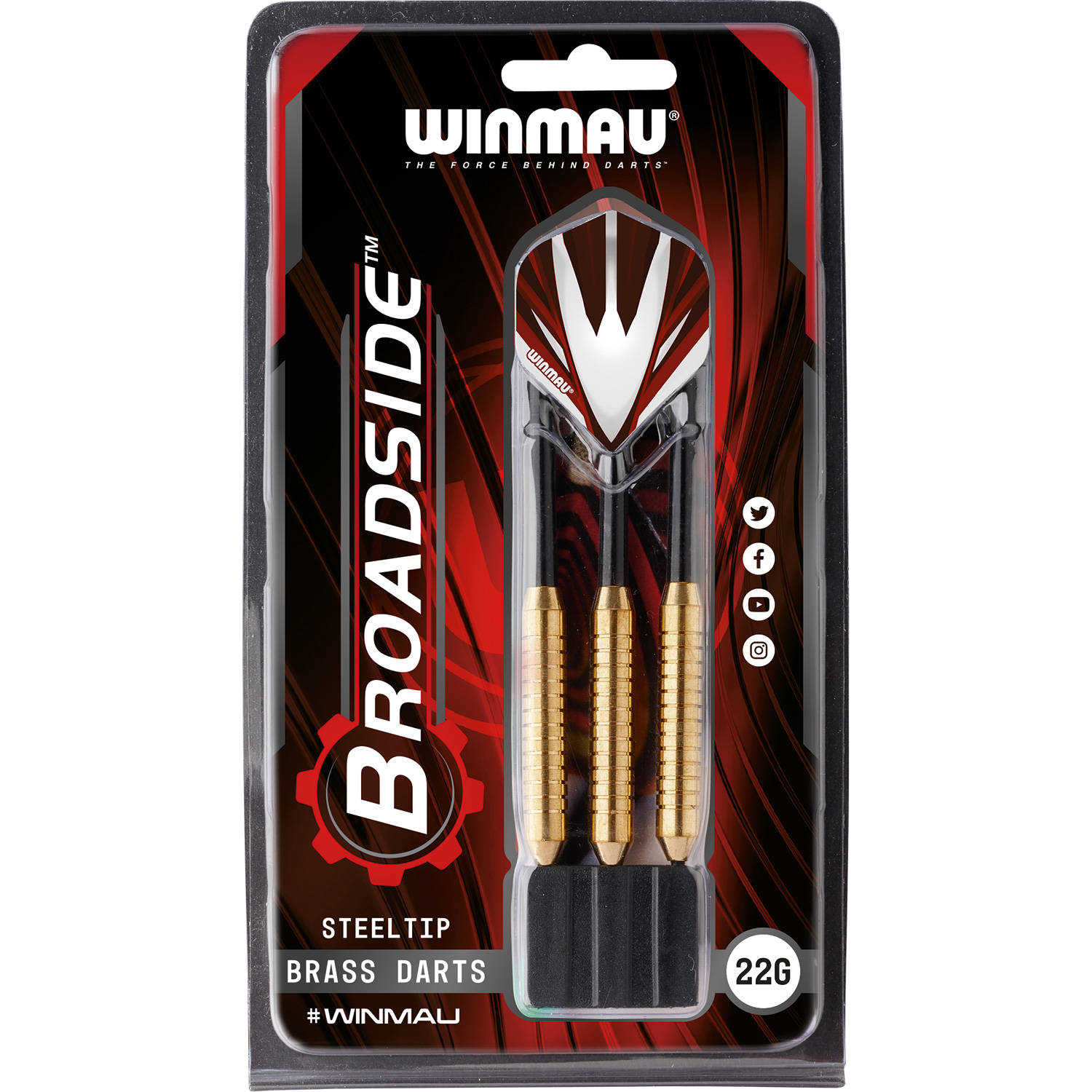 Winmau Broadside Brass dartpijlen 22 gram