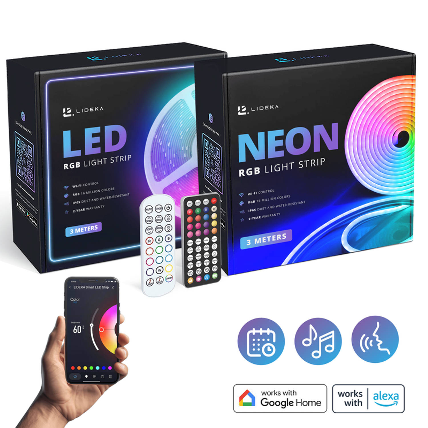 Slimme NEON RGB LED Strip 3m + RGB LED Strip 3m