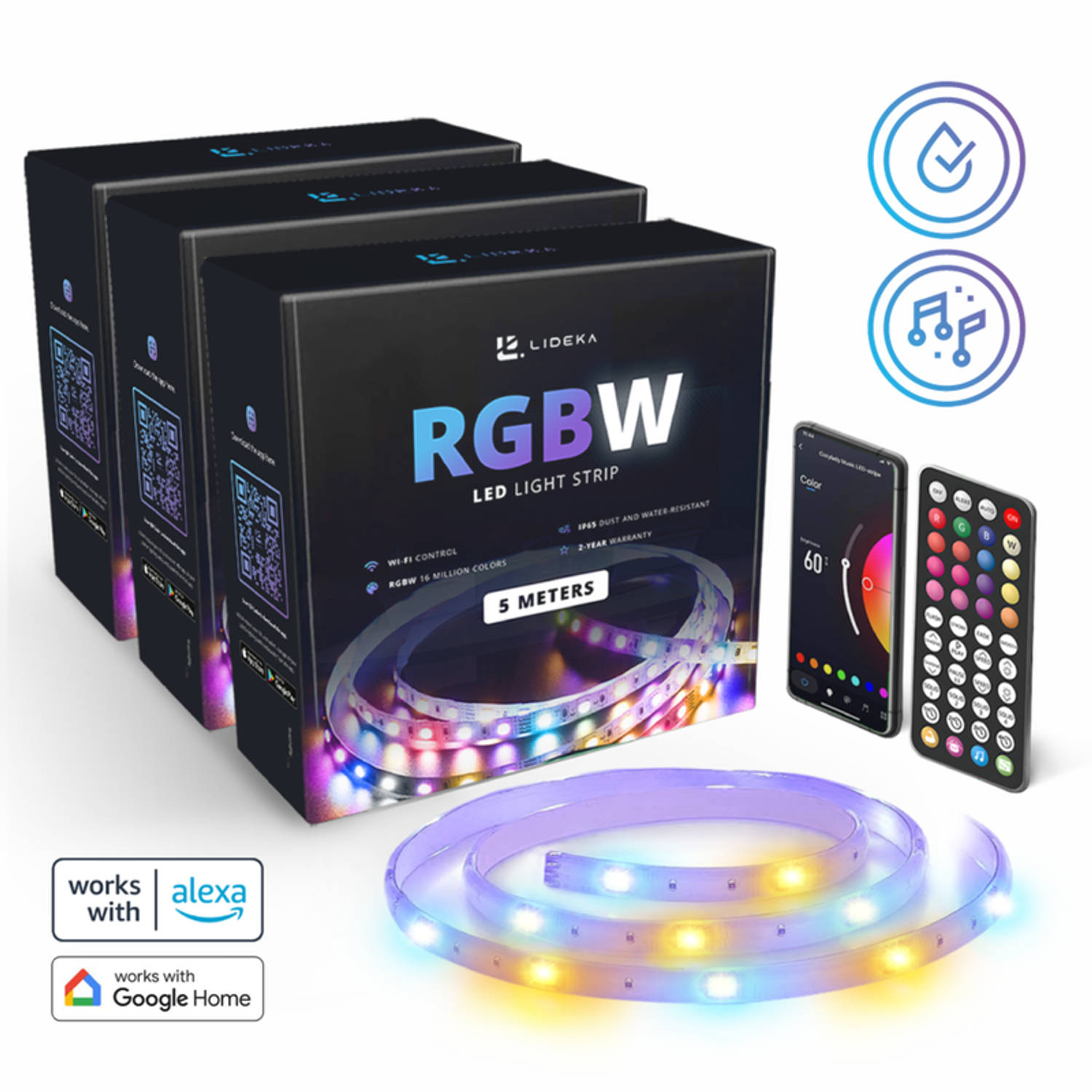 LED Strip 15 (3 sets van 5m) Meter RGB + Wit Gaming Lichtstrip met App LED-strips Verlichting