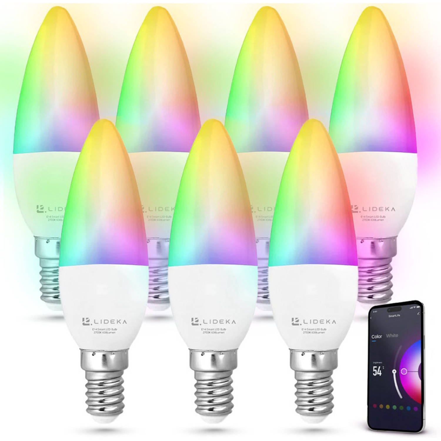 Slimme LED Smart Lampen E14 Set Van 7 Google, Alexa en Siri