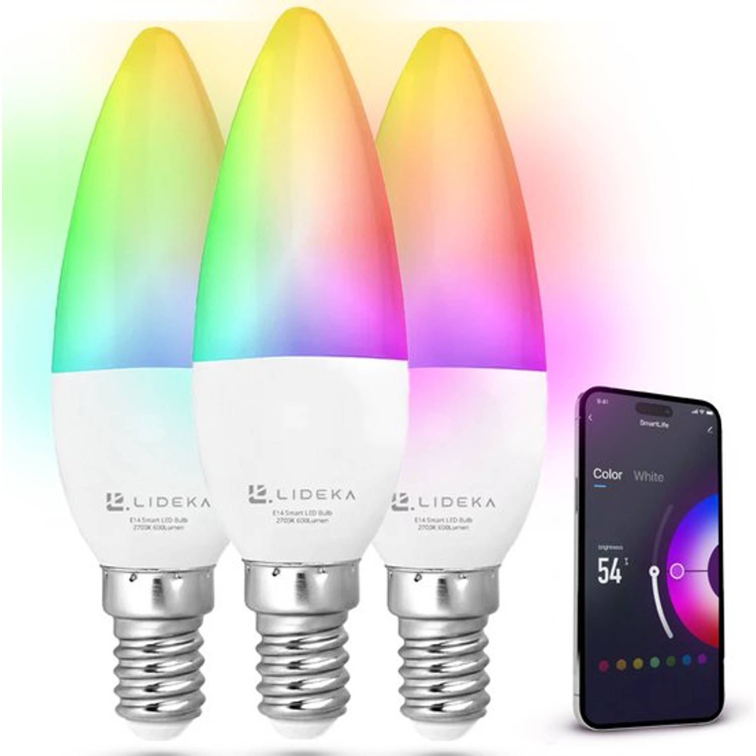 Slimme LED Smart Lampen E14 Set Van 3 Google, Alexa en Siri