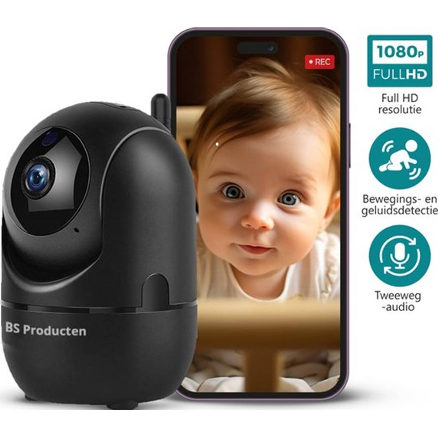 Babyfoon met Camera en App WiFi FULL HD Zwart