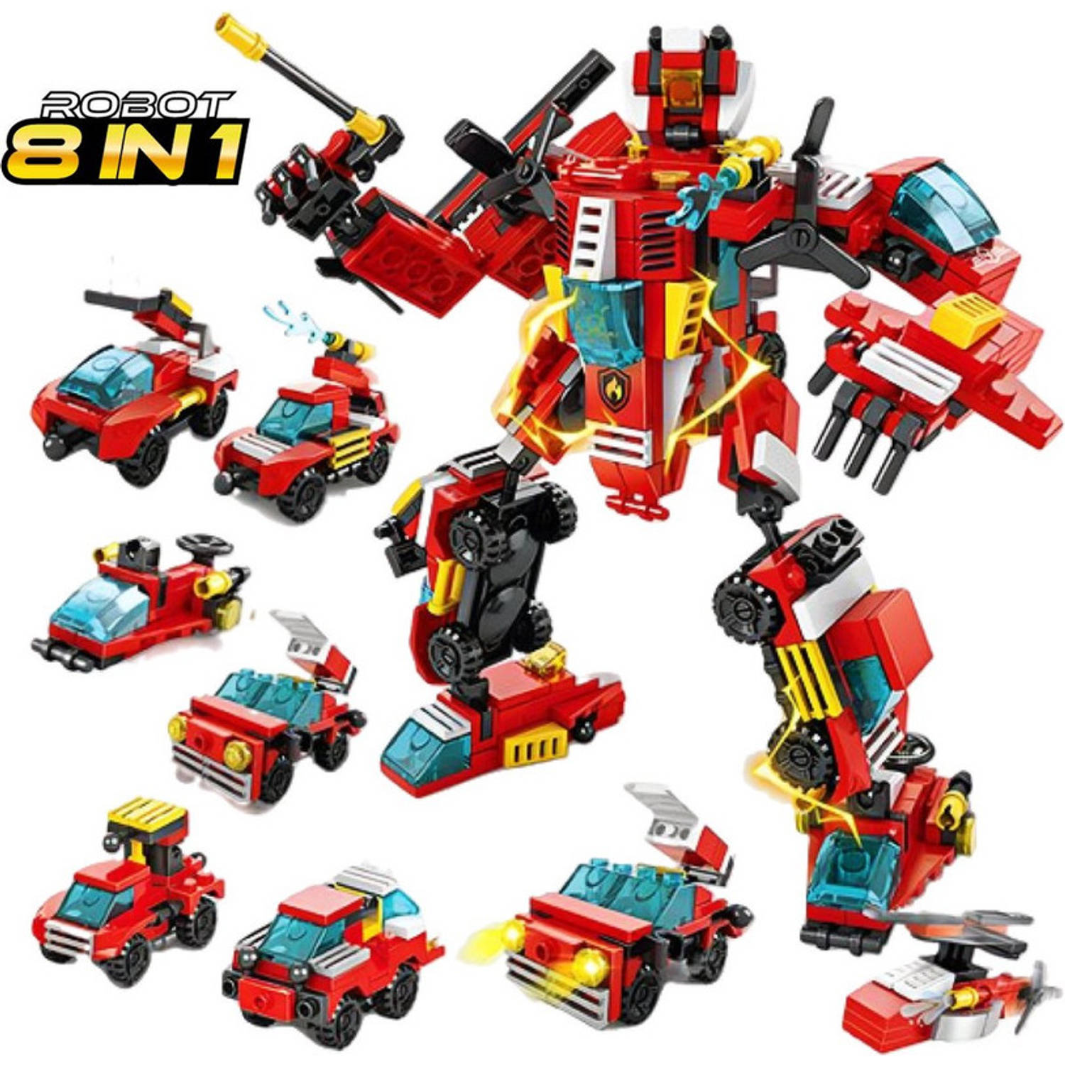QuchiQ™ Robot speelgoed - Robots - Bouwsets - speelgoed - Speelgoed auto - Politie - Brandweerauto - Bouwpakket - Speelfiguren sets - 356 bouwstenen