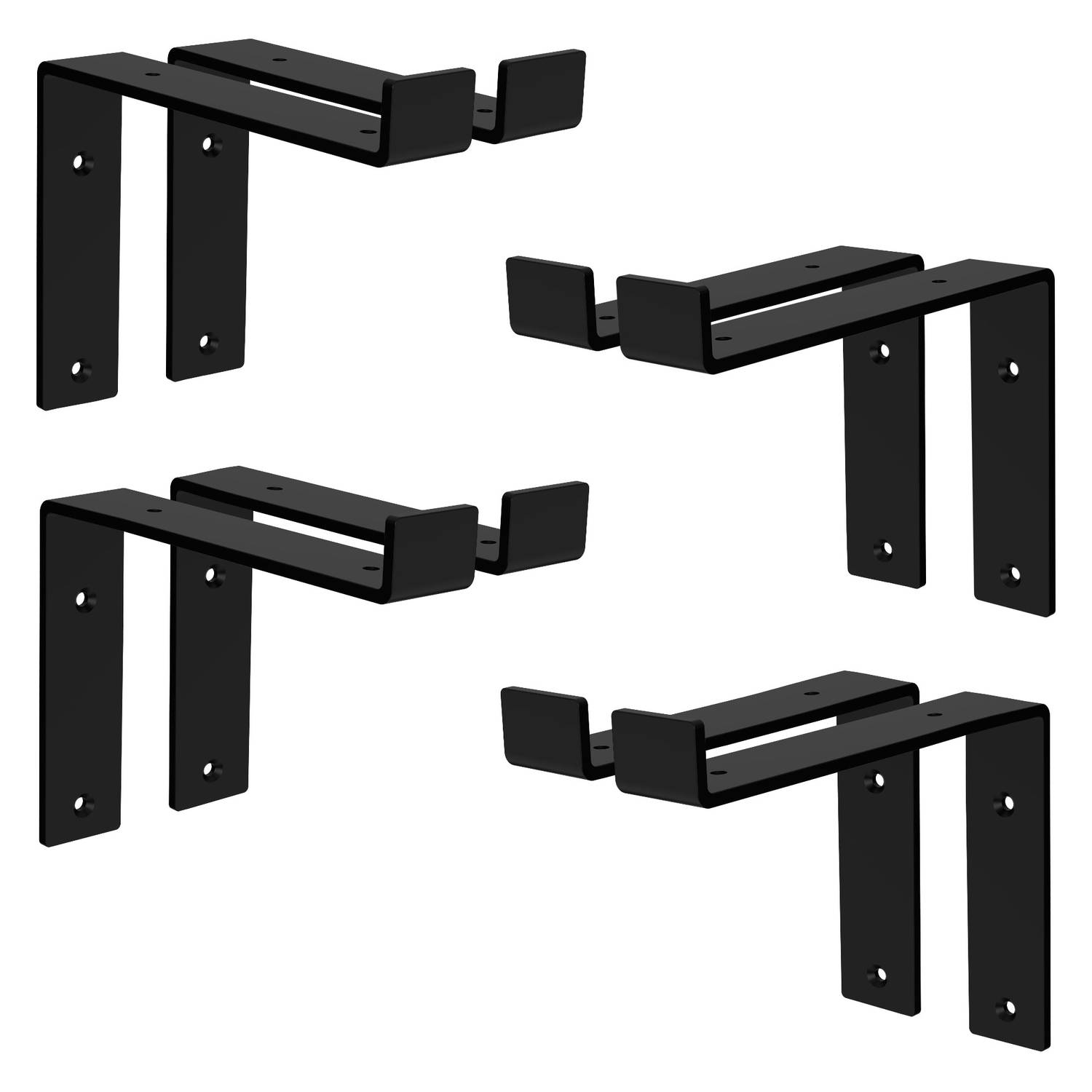 ML-Design 8 stuks plankbeugel 20x4x14,5 cm, zwart, metaal, 8 inch plankbeugels, industriële plankbeugels, planksteun voor wandmontage, 90 graden wandbeugel, L-vormige wandplank, in