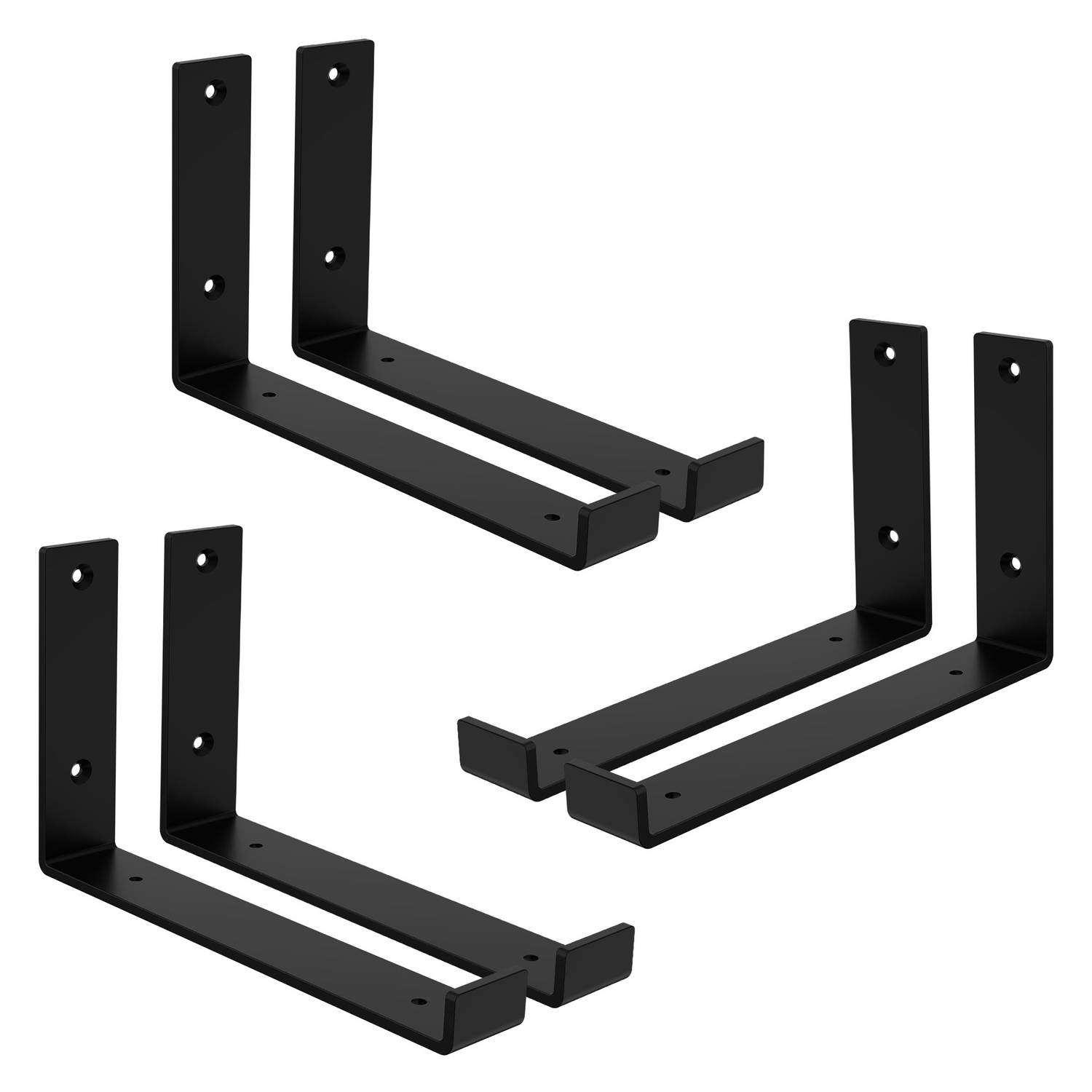 ML-Design 6-delige plankbeugel, 25x4x14 cm, zwart, metaal, 10 inch plankbeugels, industriële plankbeugels, planksteun voor wandmontage, 90 graden wandbeugel, L-vormige wandplank, i