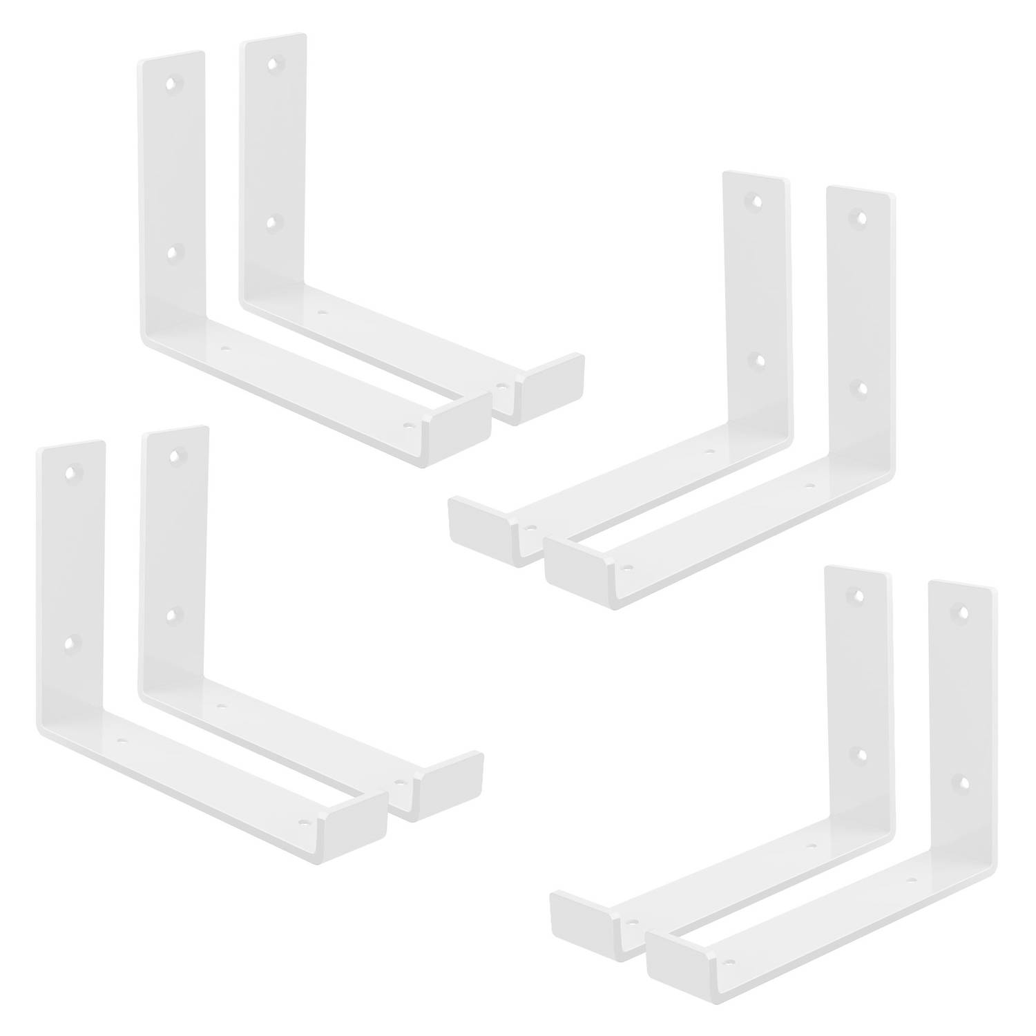 ML-Design 8-delige plankbeugel, 20x4x14 cm, wit, gemaakt van metaal, 8 inch plankbeugels, industriële plankbeugels, planksteun voor wandmontage, 90 graden wandbeugel, L-vormige wan
