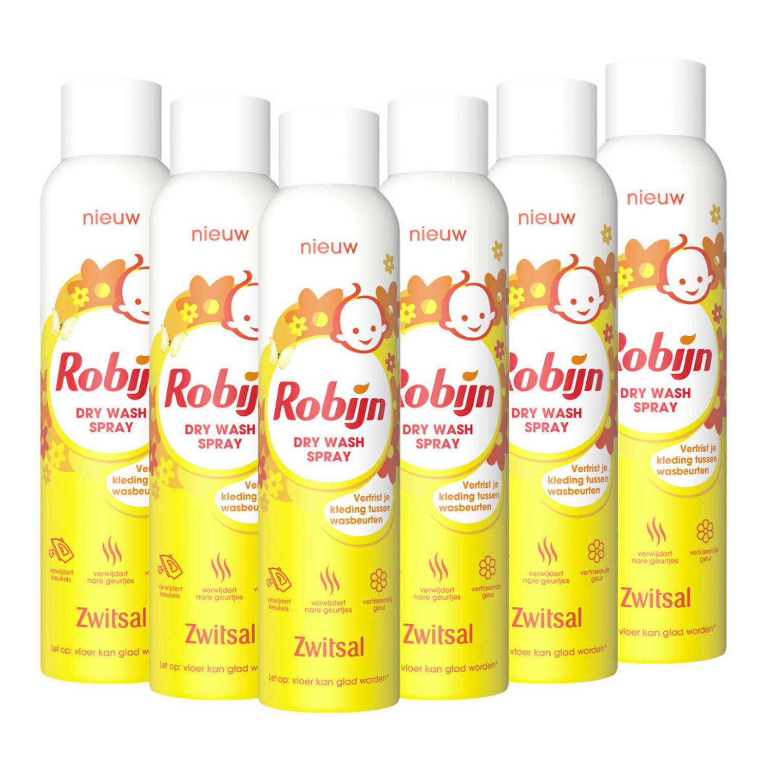 Zwitsal Robijn Dry Wash Spray Kleding Opfrisser 6 x 200ml Voordeelverpakking