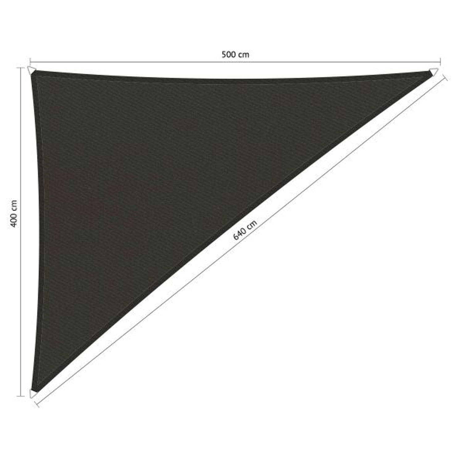 Shadow Comfort® Driehoek 90° schaduwdoeken waterafstotend - UV Bestendig - Zonnedoek - 400 x500 x 640 CM - Warm Grey