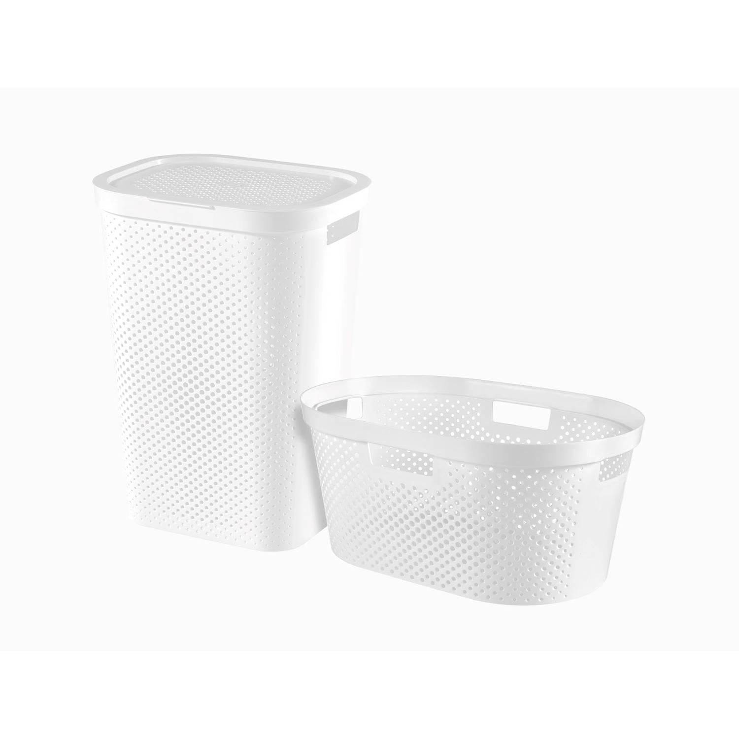 Curver Infinity Recycled Wasmand 60L + Wasmand 40L Wit