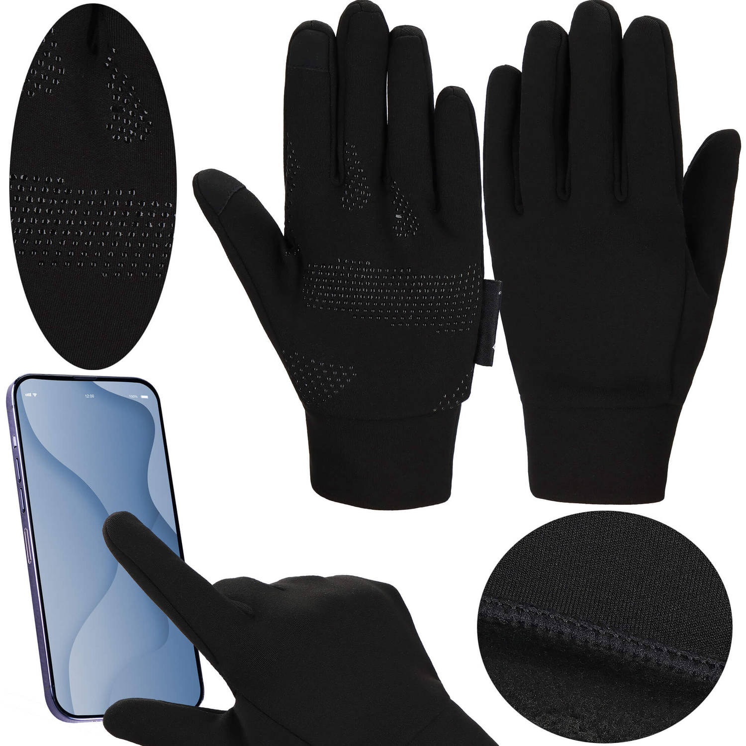 Springos Handschoenen - Touch - Stretch - Zwart - Nylon - Unisex - Maat M
