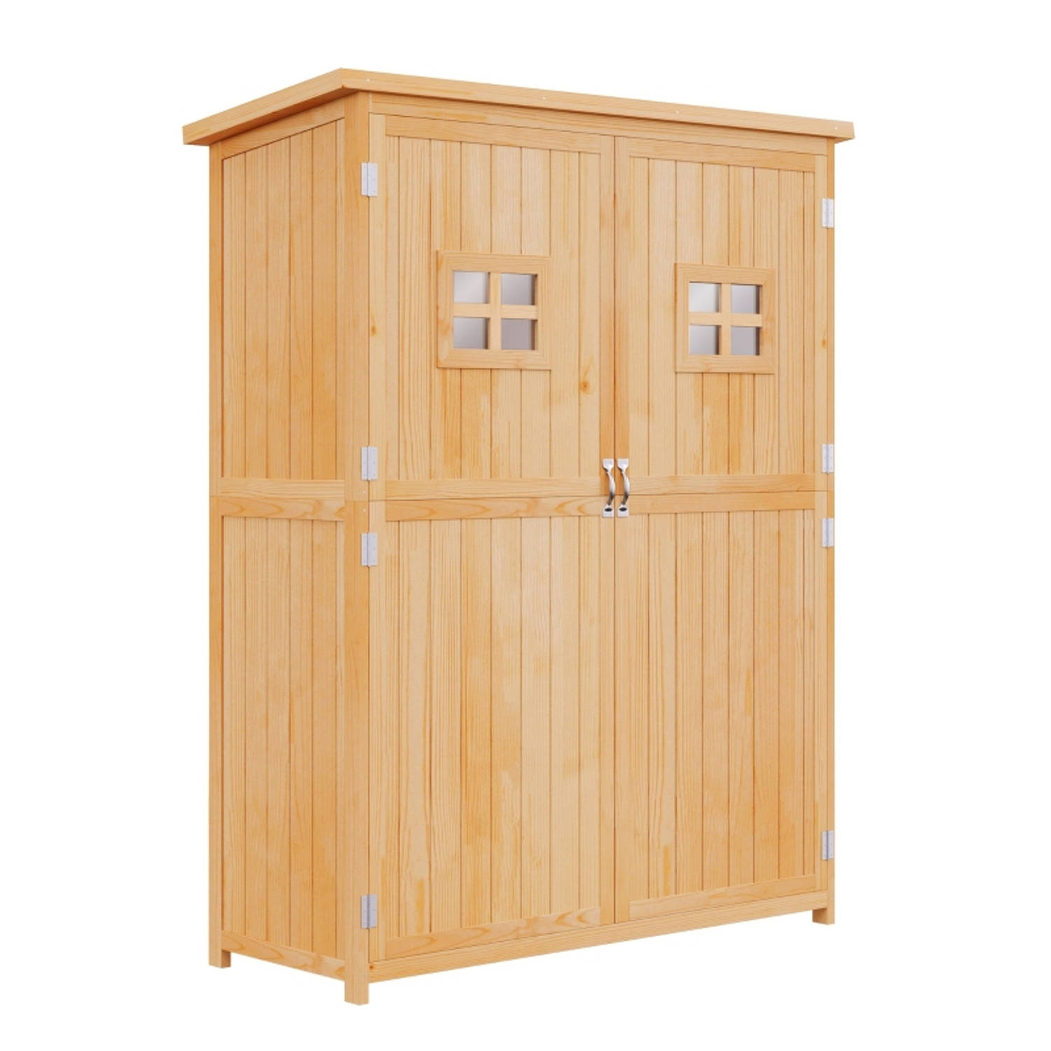 Tuinkast hout - Tuinkast - Opbergkasten met deuren - Tuinhuis - Tuinschuur - Schuur voor gereedschap - Natuur - 127,5x50x164cm