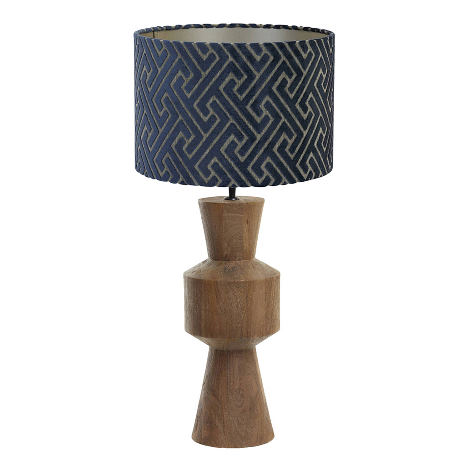 Light and Living tafellamp - blauw - hout - SS10647