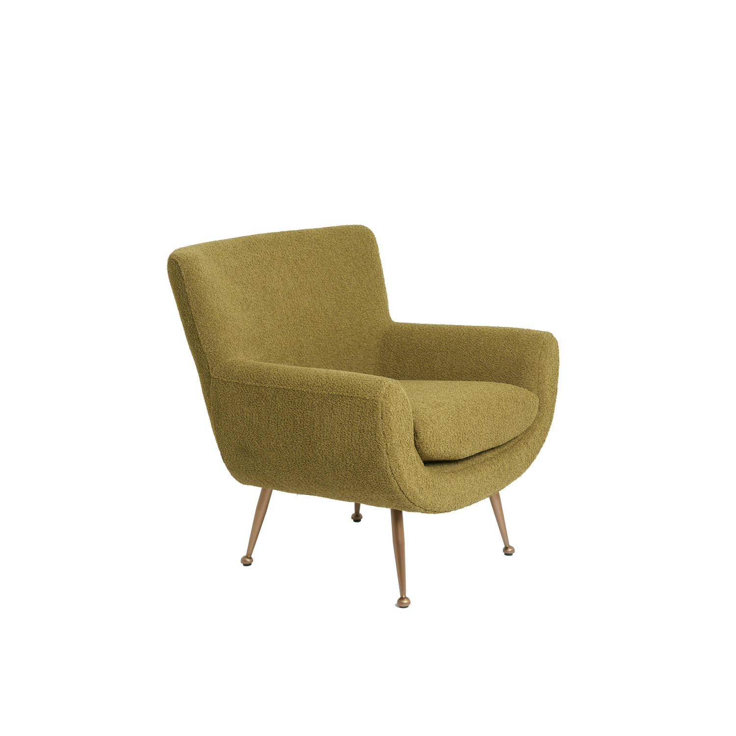 Light & Living Vinstra fauteuil bouclÃ© groen|brons