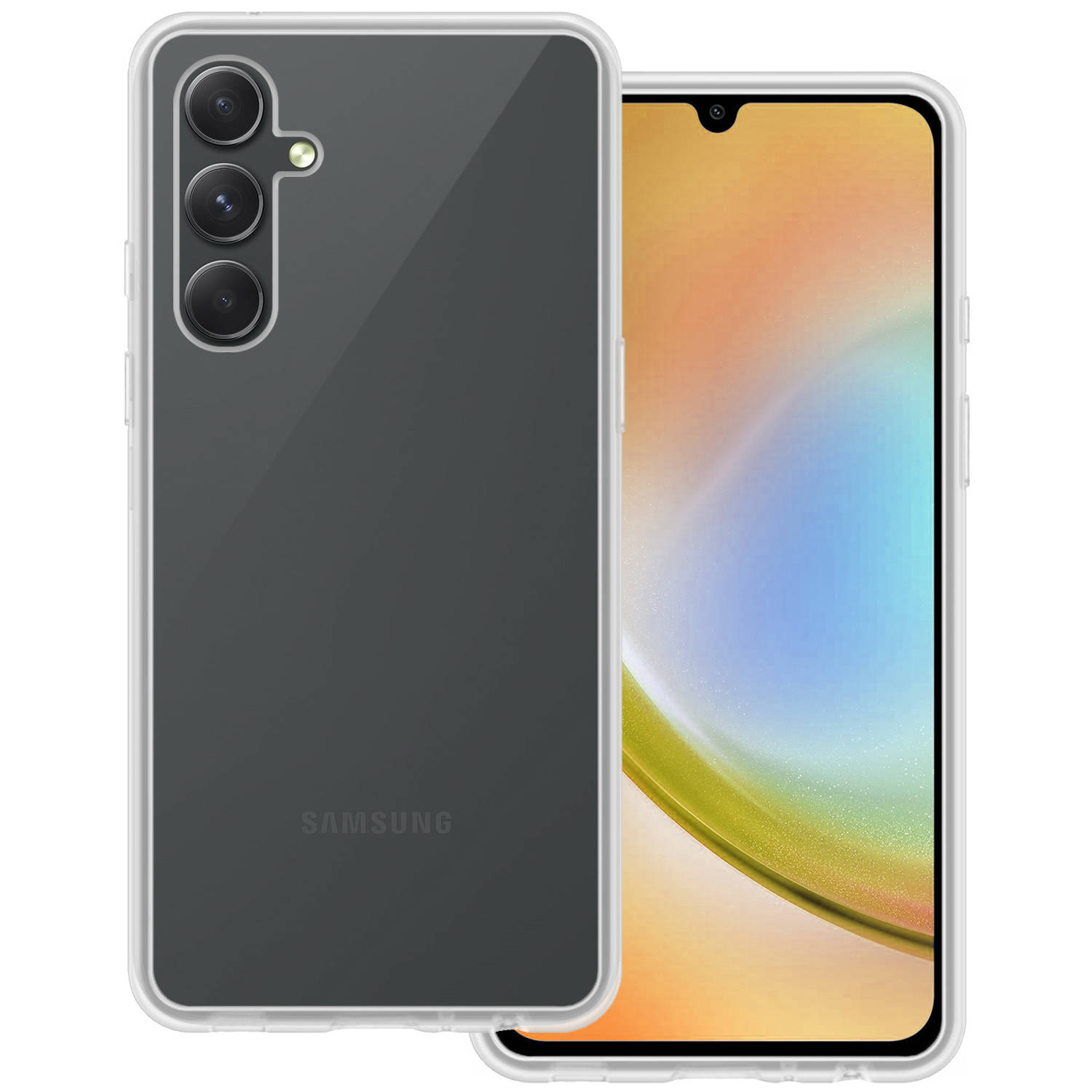 Samsung Galaxy A34 Hoesje Siliconen Back Cover Case - Samsung A34 Hoes Silicone Case Hoesje - Transparant