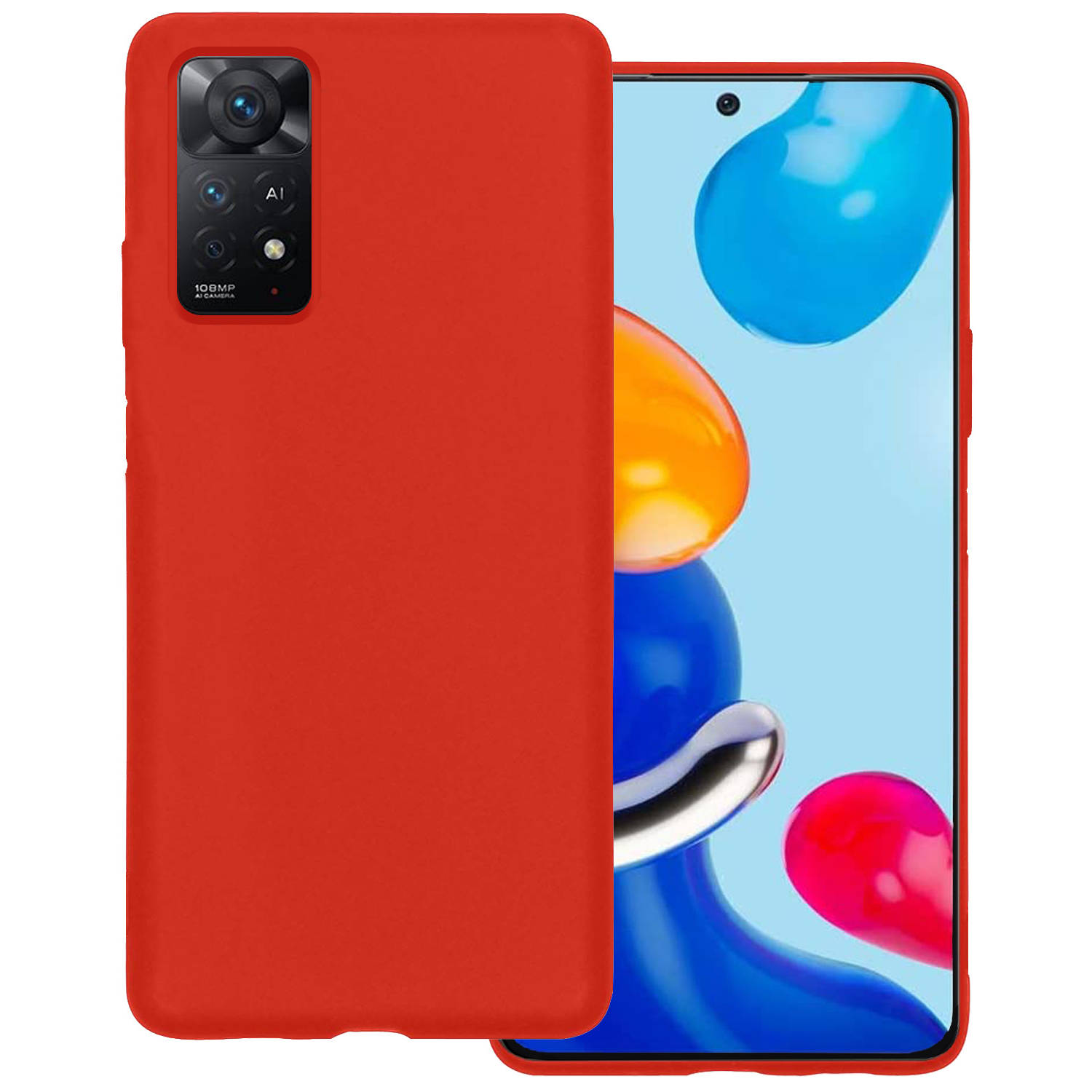 Xiaomi Redmi Note 11 Hoesje Siliconen Back Cover Case - Xiaomi Redmi Note 11 Hoes Silicone Case Hoesje - Rood