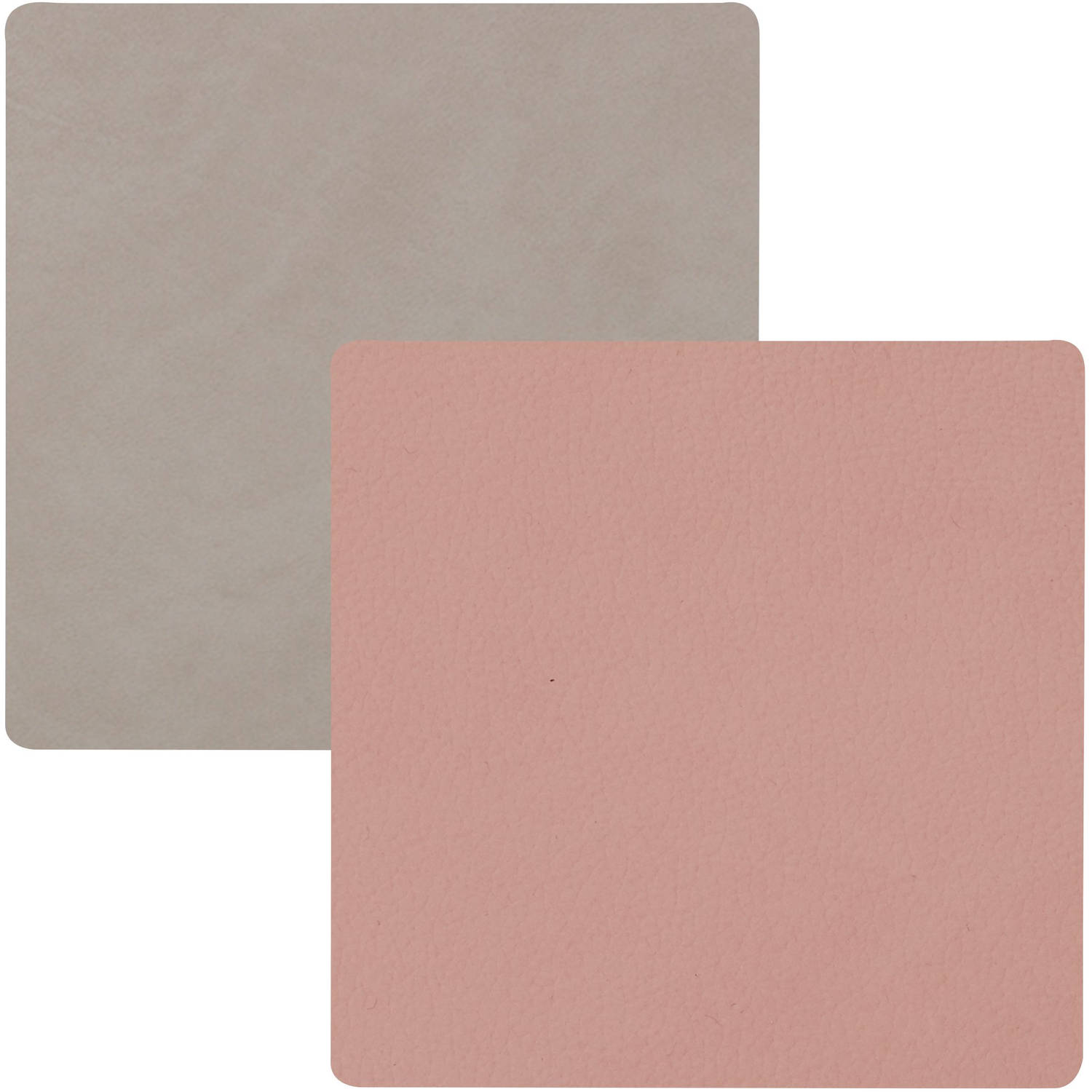 LIND DNA Onderzetter Nupo - Leer - Rose / Light Grey - dubbelzijdig - 10 x 10 cm