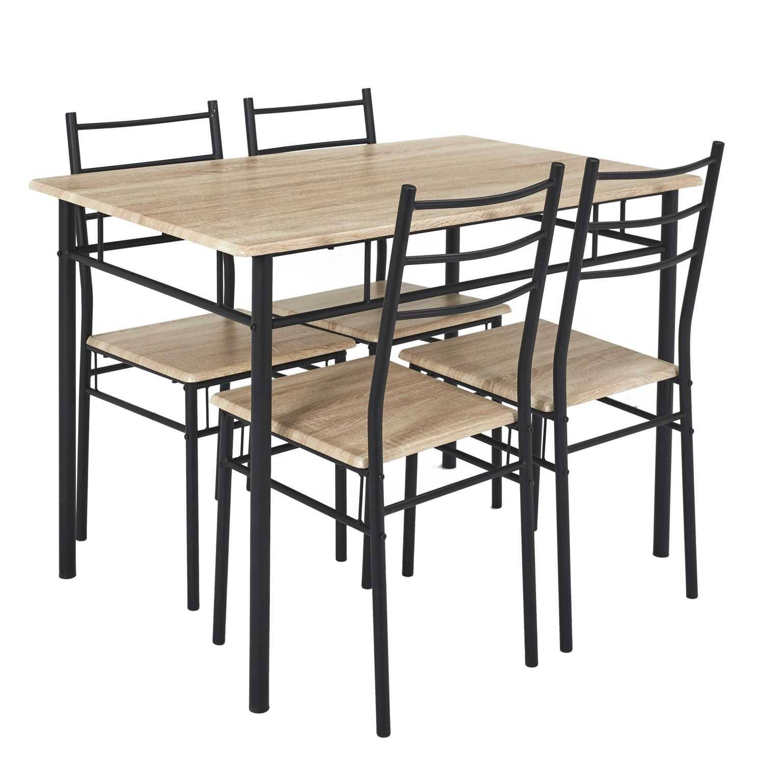 Eettafel-set Met 4 Stoelen 110x76x70cm Bruin-zwart