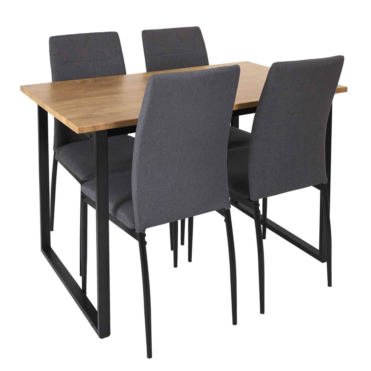 Eettafel-set Met 4 Stoelen 120x75x70cm Bruin-zwart-grijs