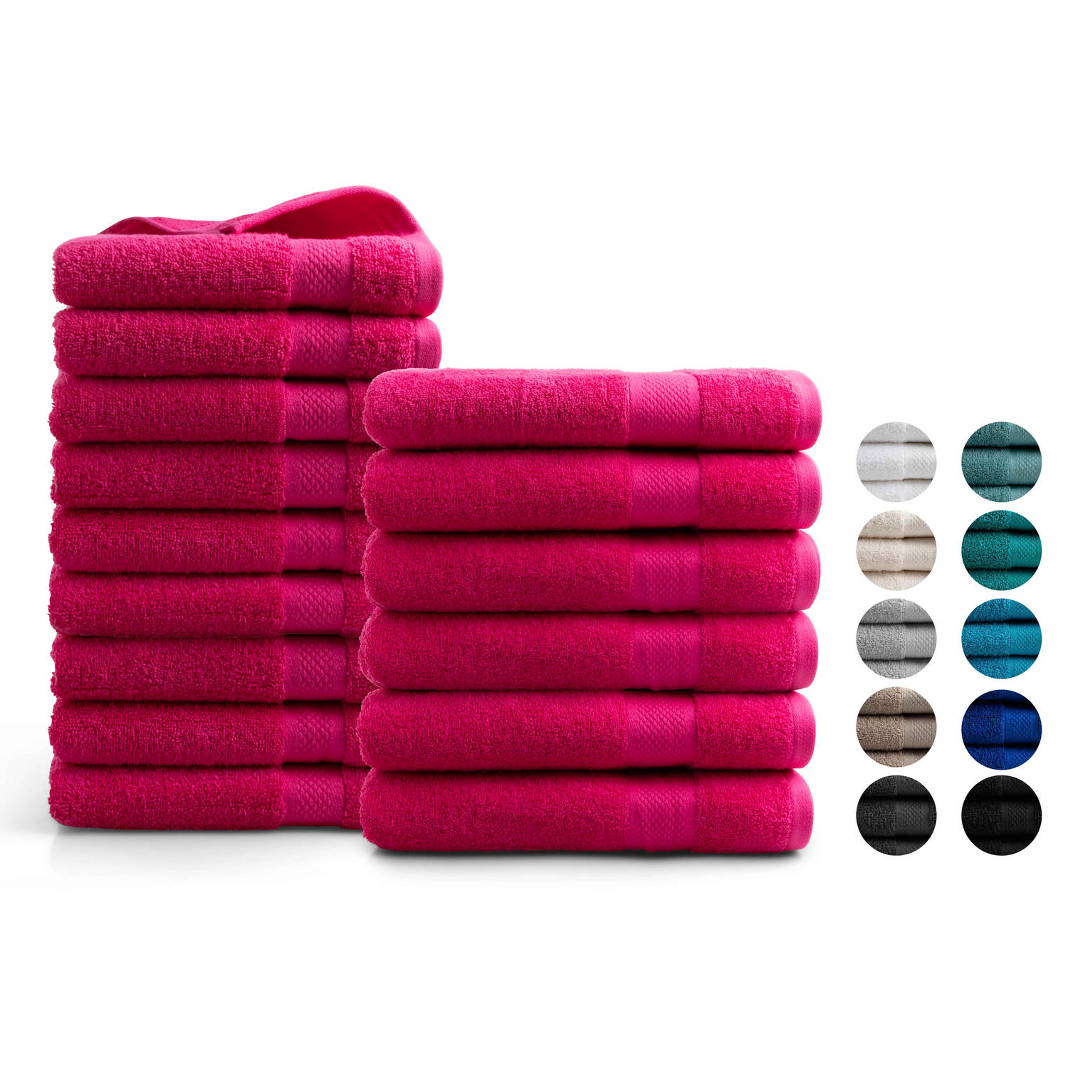 Handdoeken 15 delig set - Hotel Collectie - 100% katoen - roze