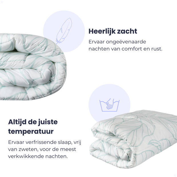 HappyBed Simple leaves 140x200 - Wasbaar dekbed zonder overtrek - Bedrukt dekbed zonder hoes