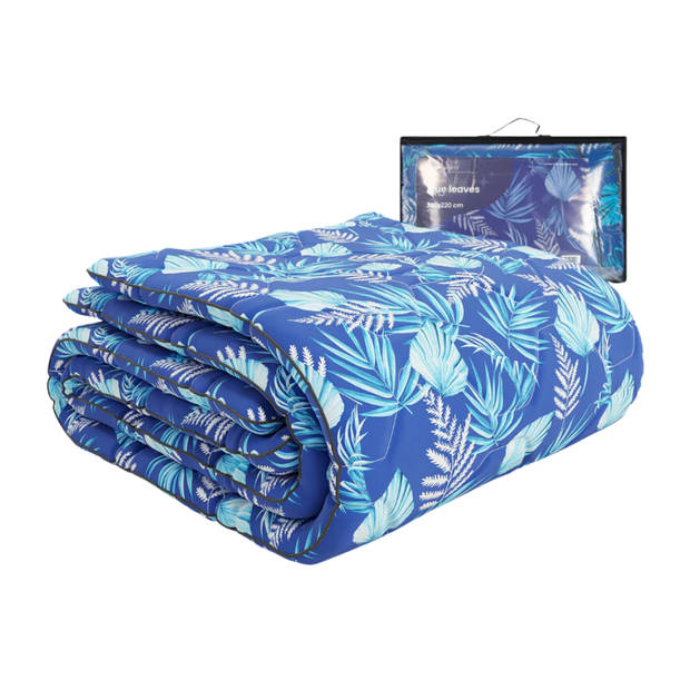 HappyBed Blue leaves 260x220 - Wasbaar dekbed zonder overtrek - Bedrukt dekbed zonder hoes