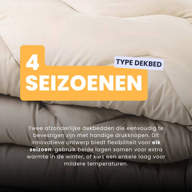 HappyBed Taupe 140x200 - Wasbaar dekbed zonder overtrek - Bedrukt dekbed zonder hoes