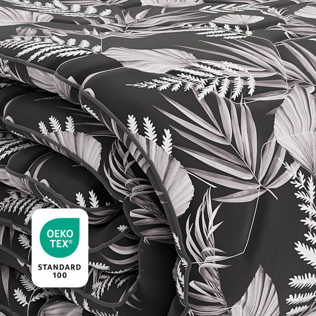 HappyBed Black leaves 140x220 - Wasbaar dekbed zonder overtrek - Bedrukt dekbed zonder hoes