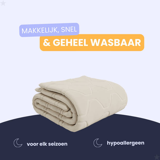 HappyBed Taupe 200x200 - Wasbaar dekbed zonder overtrek - Bedrukt dekbed zonder hoes