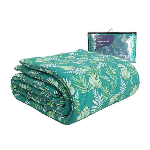 HappyBed Green leaves 200x220 - Wasbaar dekbed zonder overtrek - Bedrukt dekbed zonder hoes