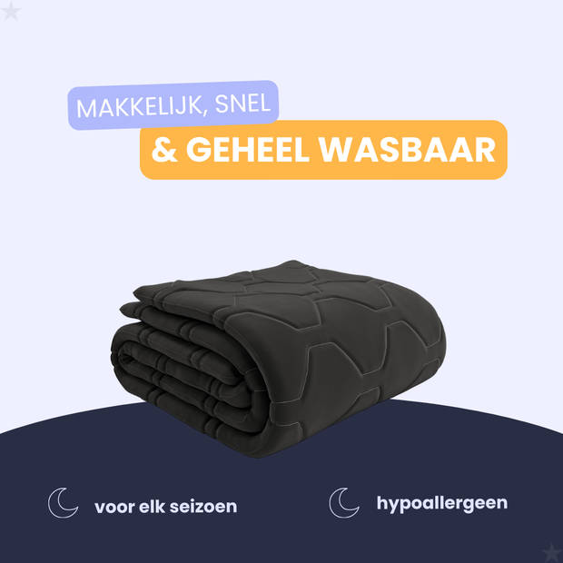 HappyBed Zwart 140x200 - Wasbaar dekbed zonder overtrek - Bedrukt dekbed zonder hoes