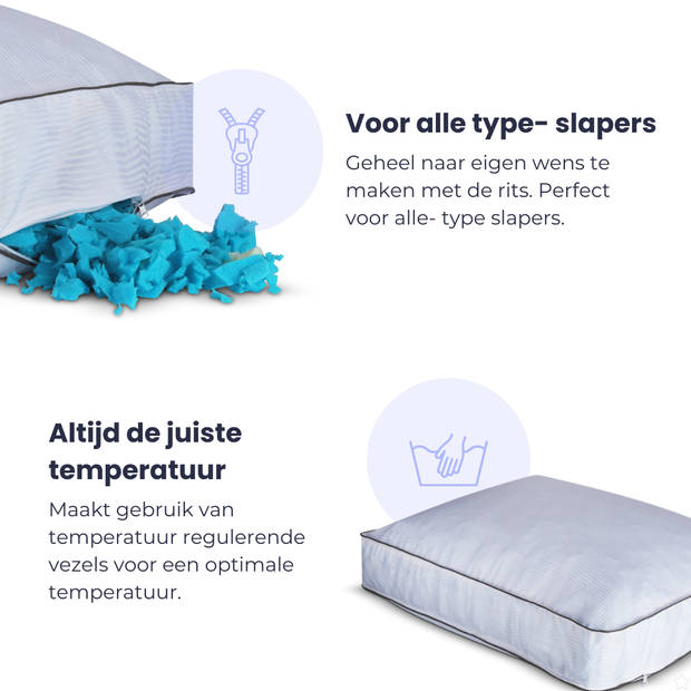 HappyBed Boxkussen 60x50 - Dreamboxpillow hoofdkussen - hoofdkussen nekklachten - Versnipperd traagschuim