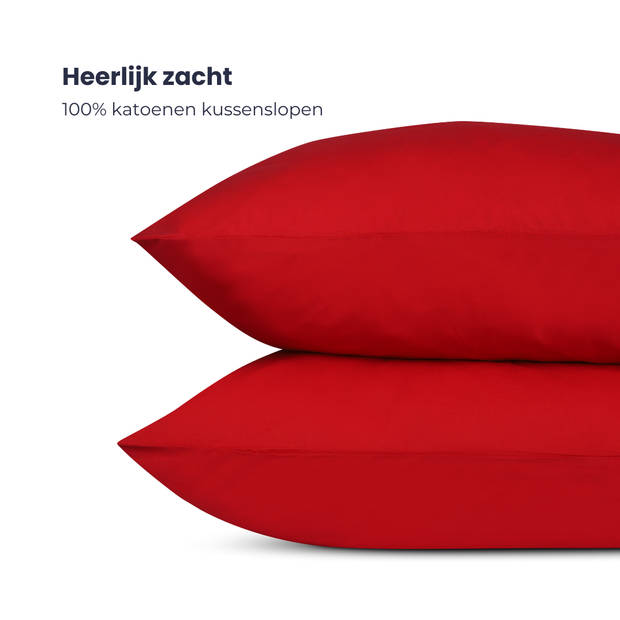 HappyBed Rood 60x70 - kussensloop set 2 stuks - 100% katoen