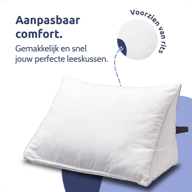 HappyBed 45x60 - Leeskussen – Lekker lui lezen kussen – Aanpasbaar doormiddel van rits – Druk verdelende werking