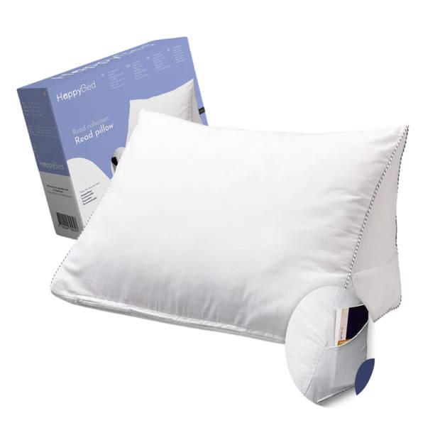 HappyBed Reading pillow 45x60 - Leeskussen – Lekker lui lezen kussen – Aanpasbaar doormiddel van rits – Druk