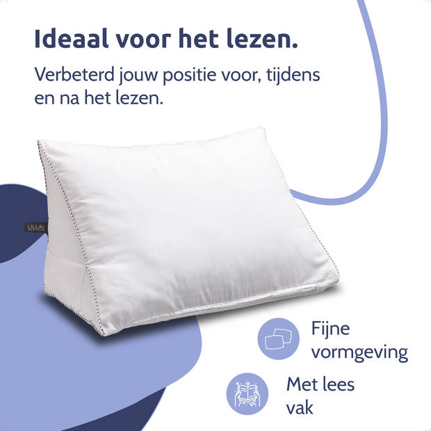 HappyBed 45x60 - Leeskussen – Lekker lui lezen kussen – Aanpasbaar doormiddel van rits – Druk verdelende werking