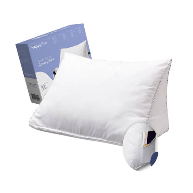 HappyBed Reading pillow 45x60 - Leeskussen – Lekker lui lezen kussen – Aanpasbaar doormiddel van rits – Druk