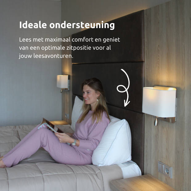 HappyBed 45x60 - Leeskussen – Lekker lui lezen kussen – Aanpasbaar doormiddel van rits – Druk verdelende werking